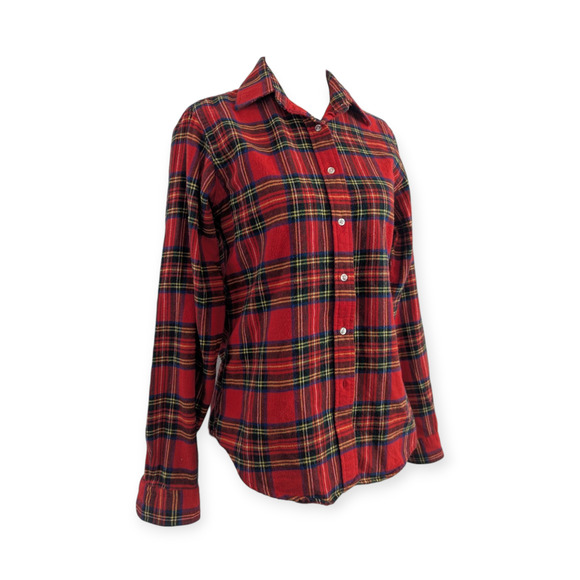 90's LL Bean Plaid Flannel Button-down Shirt ~ Women's Medium - Picture 2 of 8